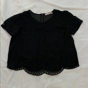 Black see-through crop top blouse